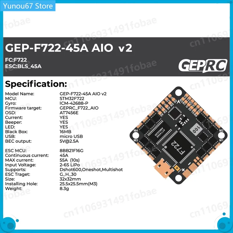 GEPRC GEP-F722-45A AIO V2 uçuş - F722 Flight Controller incelemesi ve fiyatı
