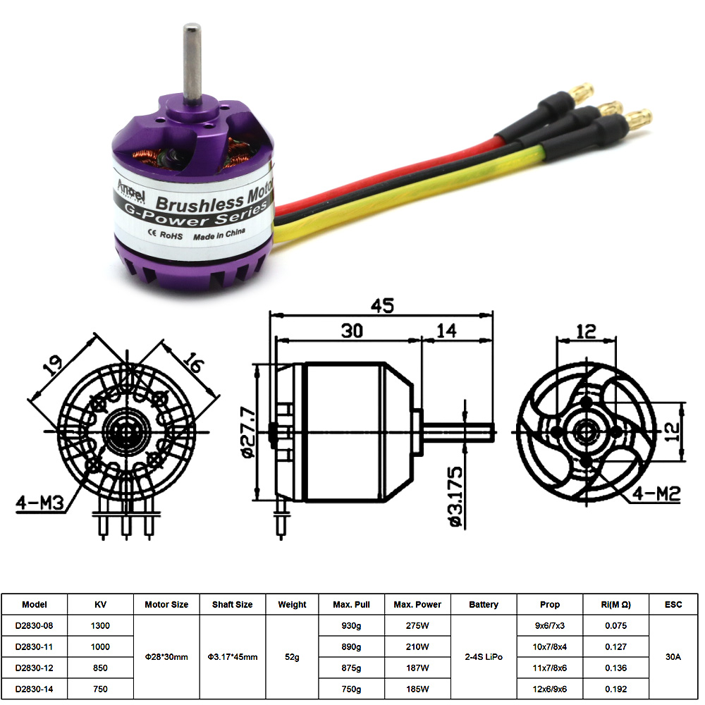 D2830 1300KV 1000KV 850KV 750K - Brushed Drone Motor incelemesi ve fiyatı